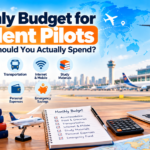 Monthly budget for student pilots covering living expenses and emergency savings